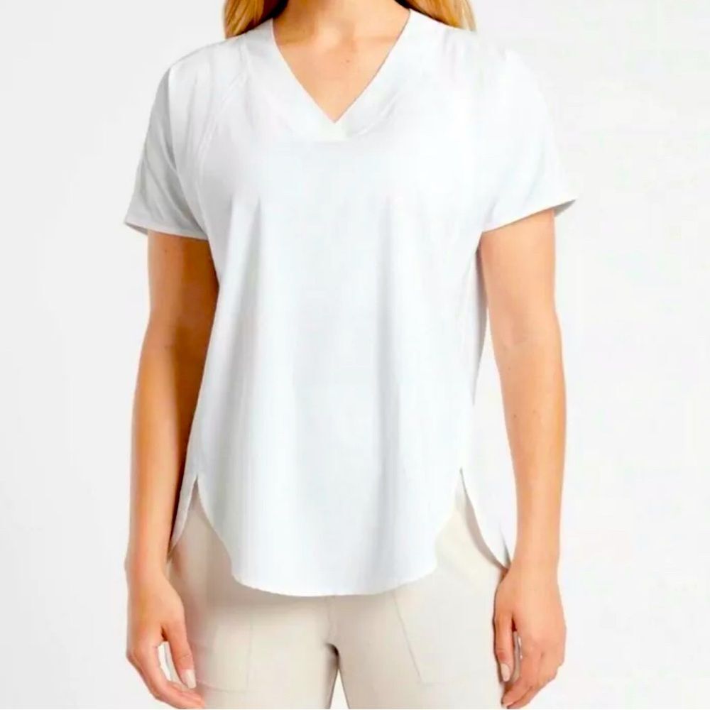Athleta Zephyr V-Neck Tee in White Sz. XS New without Tags Oversized